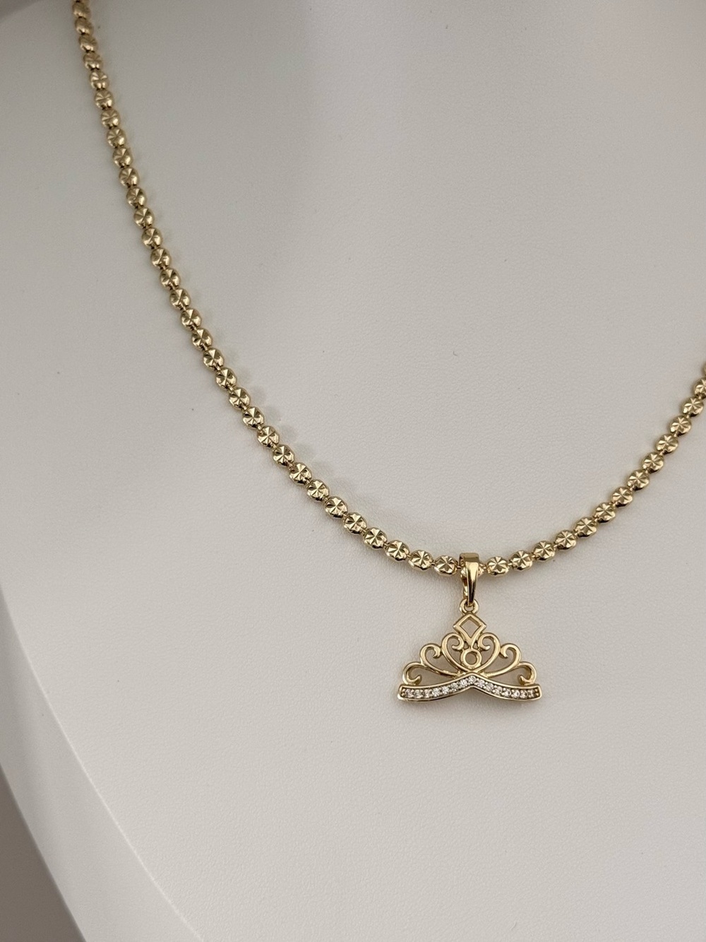 Delicate Gold Tiara Charm Necklace for Women